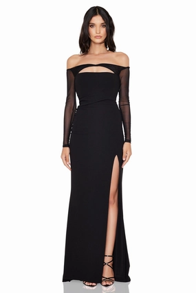 Nookie Marlowe Gown - Black Bare Arm