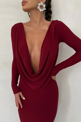 Reversible Amari Gown - Wine Lined interior