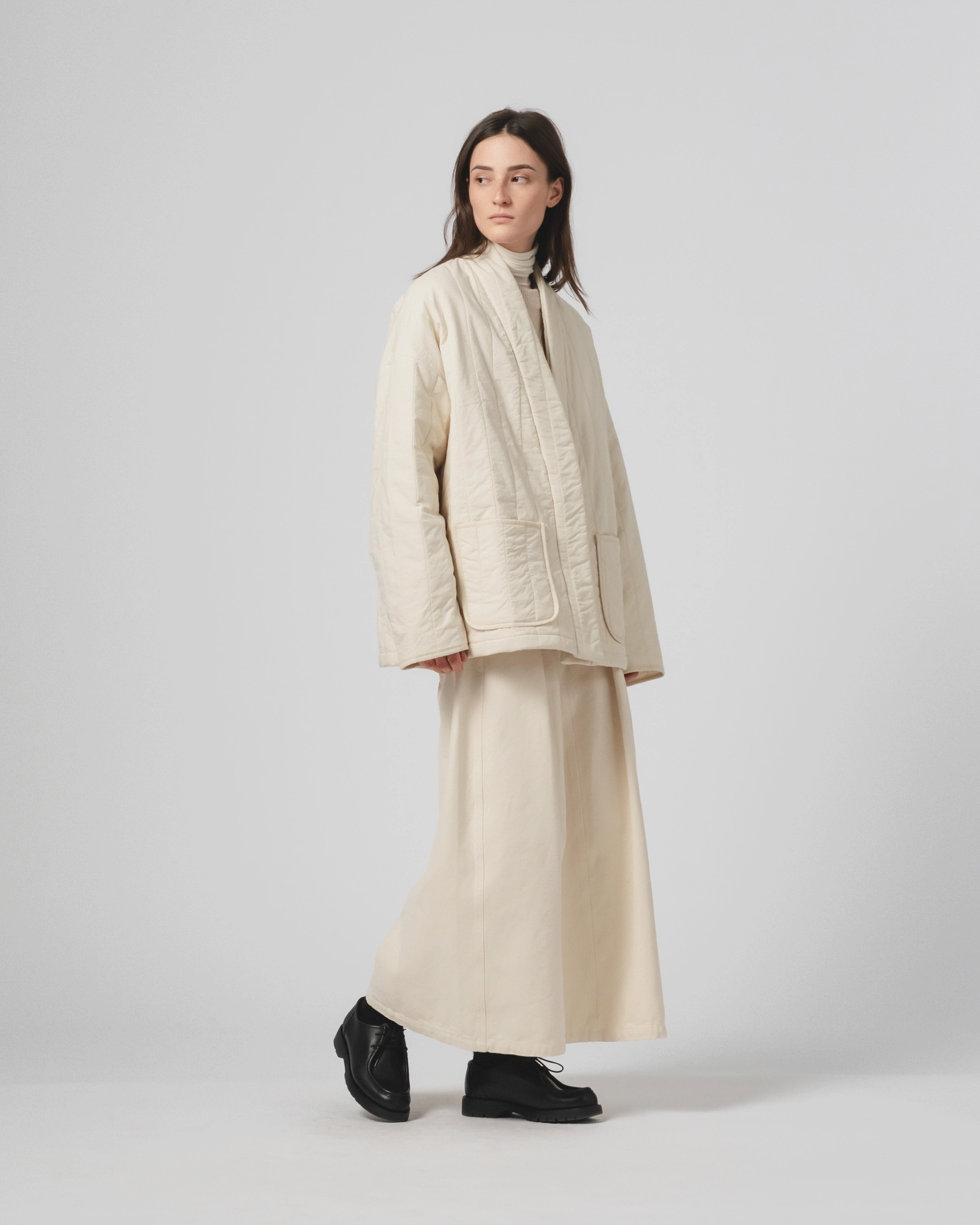 Edo Jacket Quilted Cotton Ecru Breathable Lining