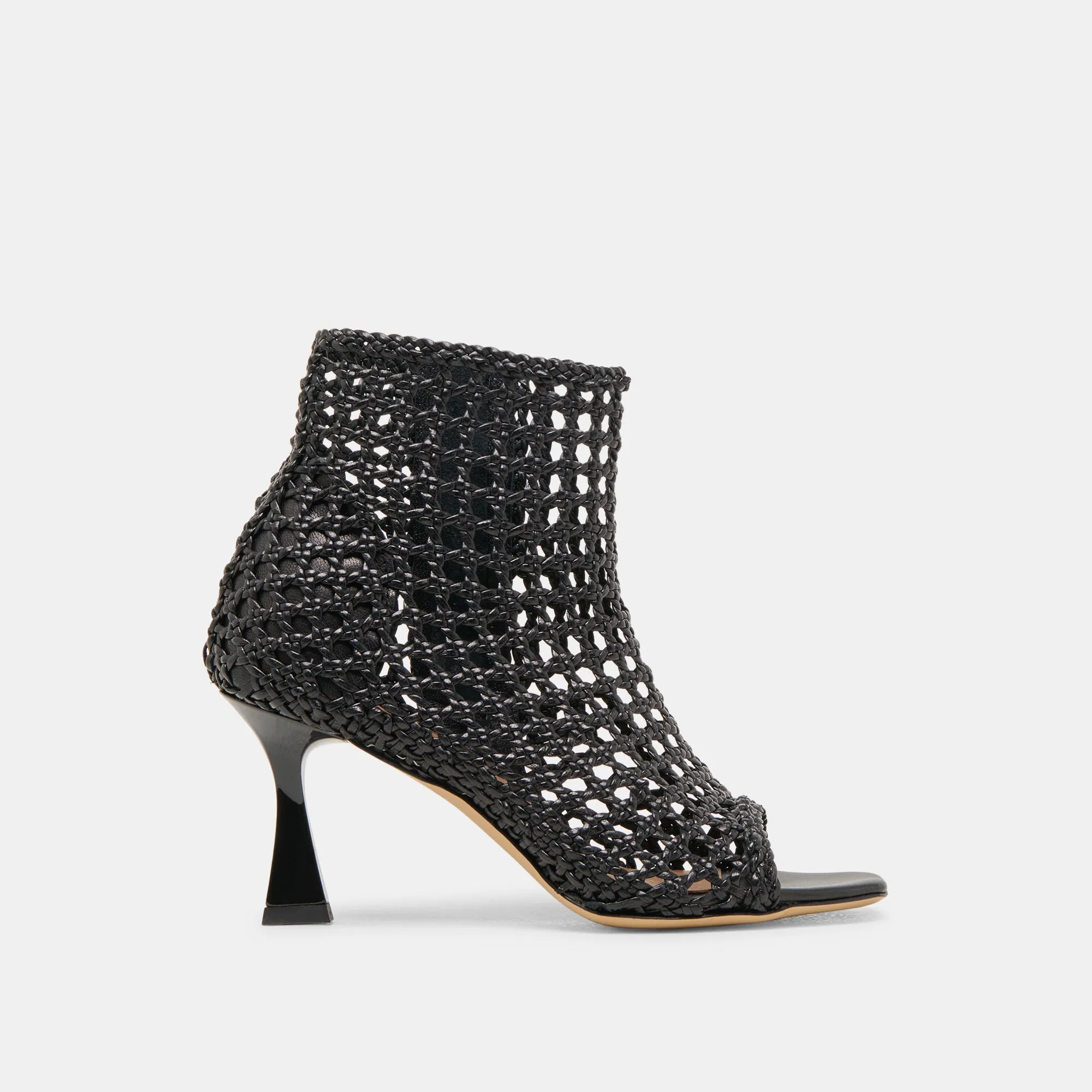 QUIN HEELS BLACK WOVEN LEATHER Neutral Style Bold Detail
