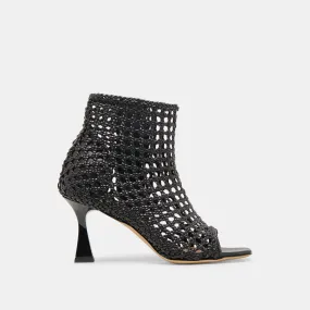 QUIN HEELS BLACK WOVEN LEATHER Neutral Style Bold Detail