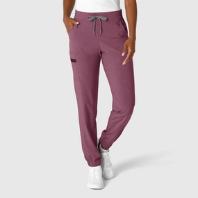 RENEW Women's Jogger Scrub Pant - Wine Heather Slim Stretch Fit