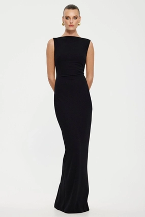 Elegant Waist Design Verona Gown - Black