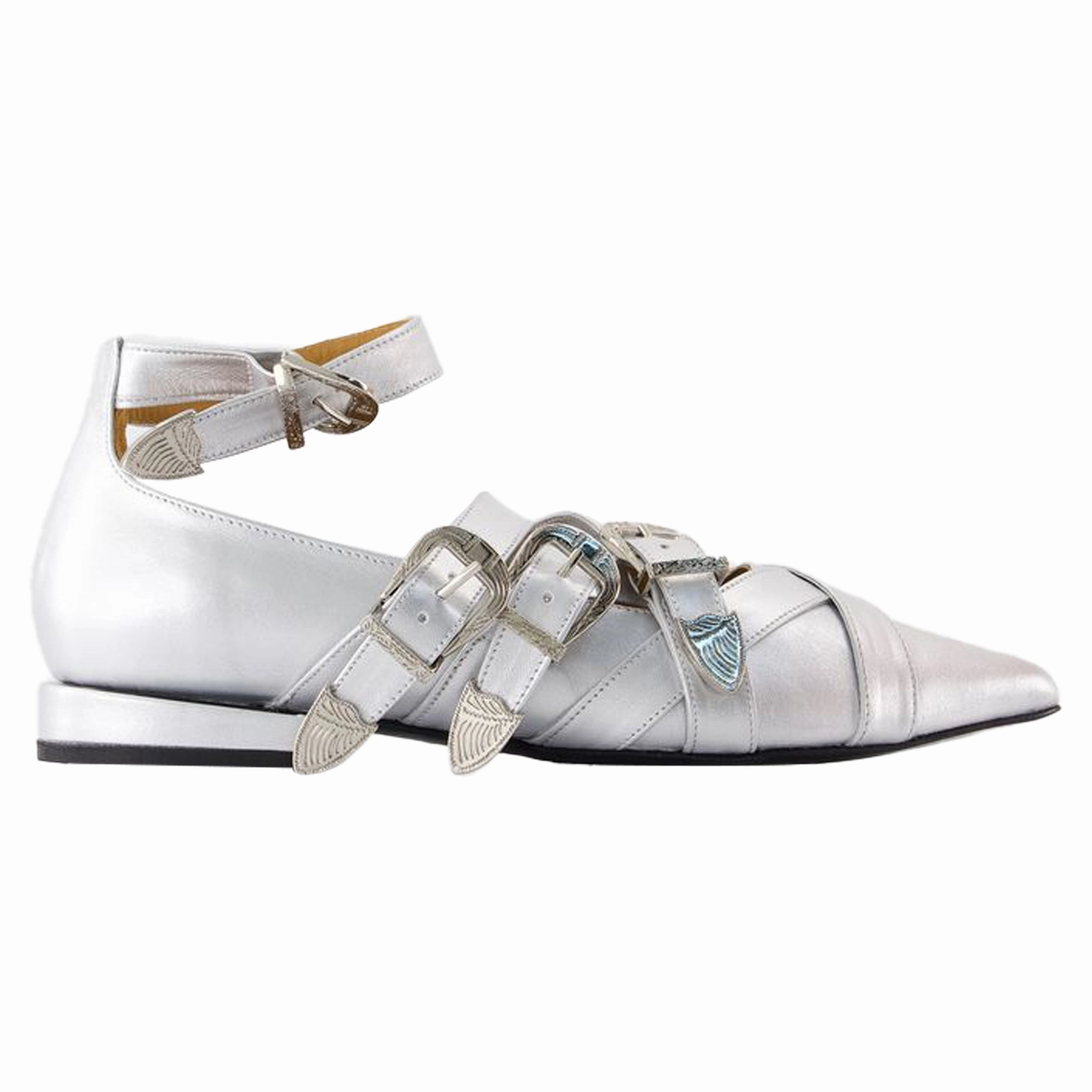 Hope Step City Wander Ballerinas Aj926 - Toga Pulla - Leather - Silver