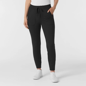 Corduroy texture RENEW Knit Women's Track Scrub Pant - Black