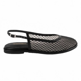 Women Anna Mesh Slingback Ballet Flat In Black Club Mood