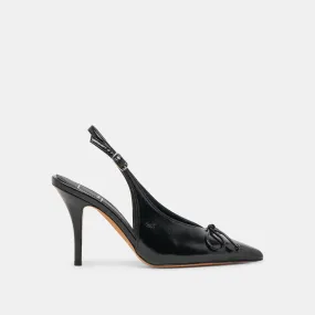 Shock Resistant GEENA HEELS BLACK LEATHER