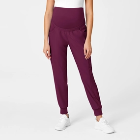 Eco Friendly Dye Process W123 Maternity Jogger Scrub Pant - Wine