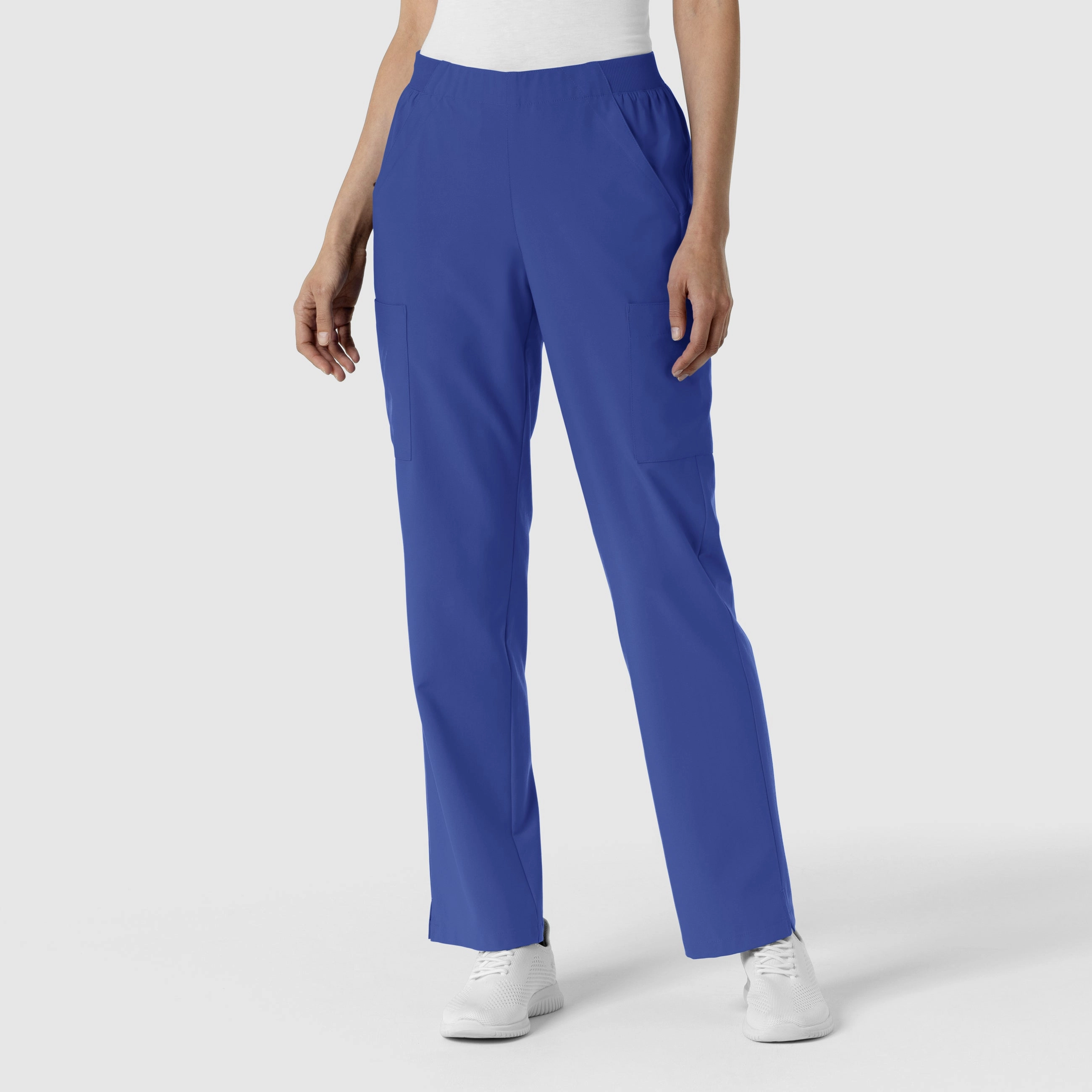 W123 Women's Cargo Utility Scrub Pant - Galaxy Blue NoBuckleDesign Soft Brushed Lining