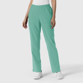 W123 Women's Cargo Utility Scrub Pant - Turquoise Ultra Soft Blend
