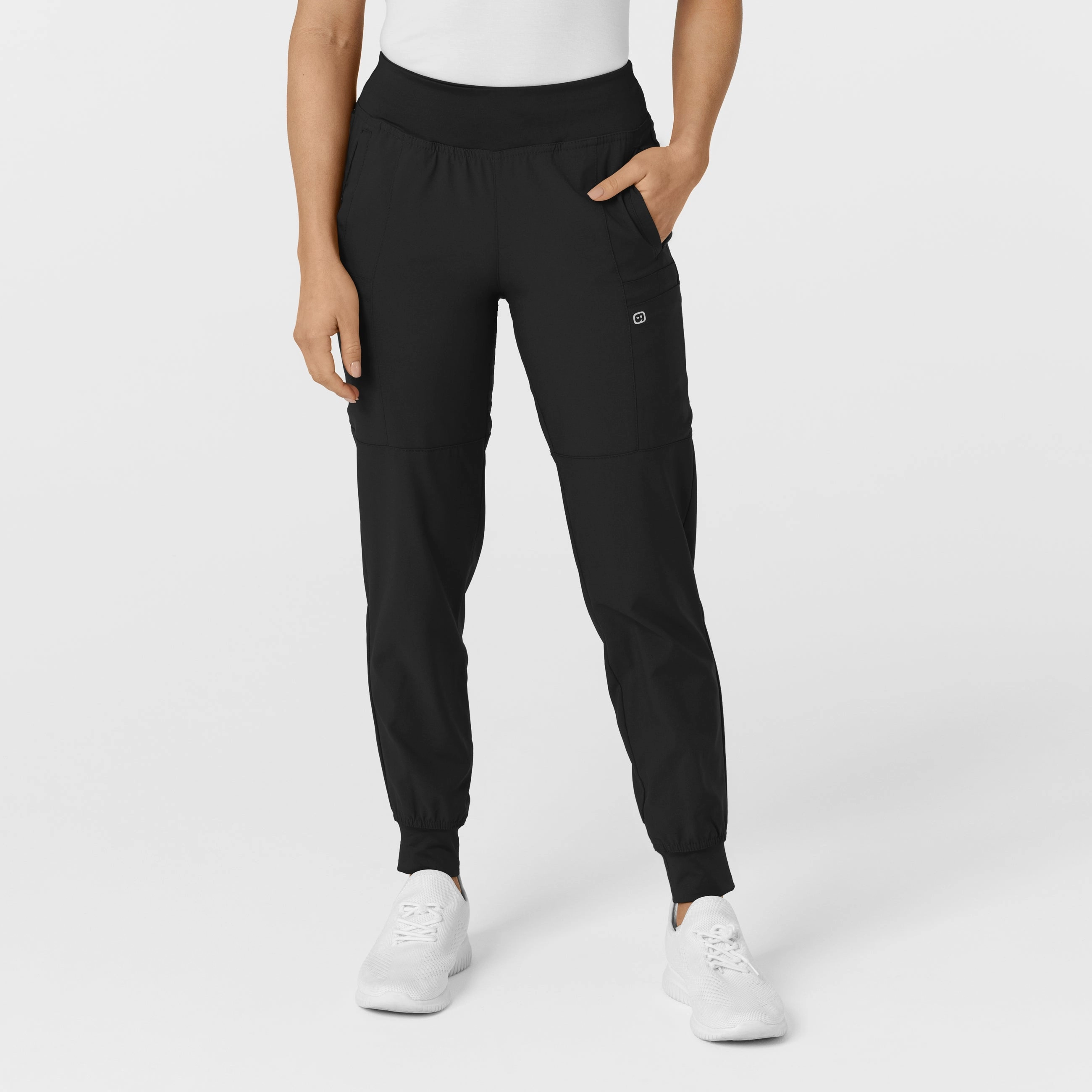 Quick Fit W123 Women's Comfort Waist Cargo Jogger Scrub Pant - Black