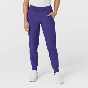 No Frills Fit Clean Lines W123 Women's Comfort Waist Cargo Jogger Scrub Pant - Grape