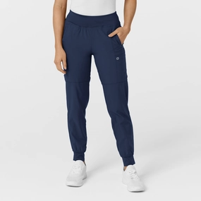 Flattering Cut W123 Women's Comfort Waist Cargo Jogger Scrub Pant - Navy