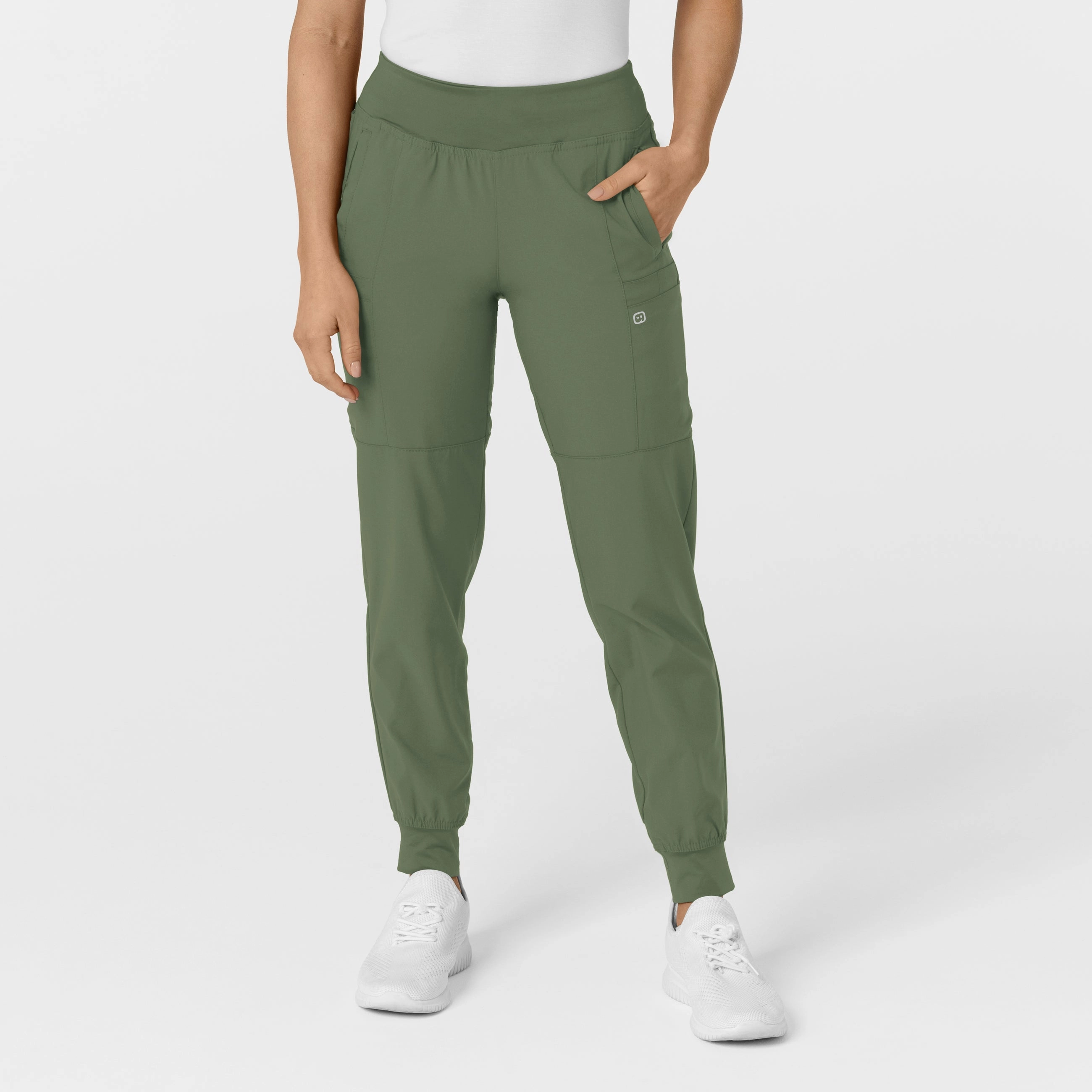 Movement Support Travel Ready W123 Women's Comfort Waist Cargo Jogger Scrub Pant - Olive
