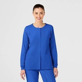 Outdoor Core W123 Women's Crew Neck Warm Up Scrub Jacket - Royal