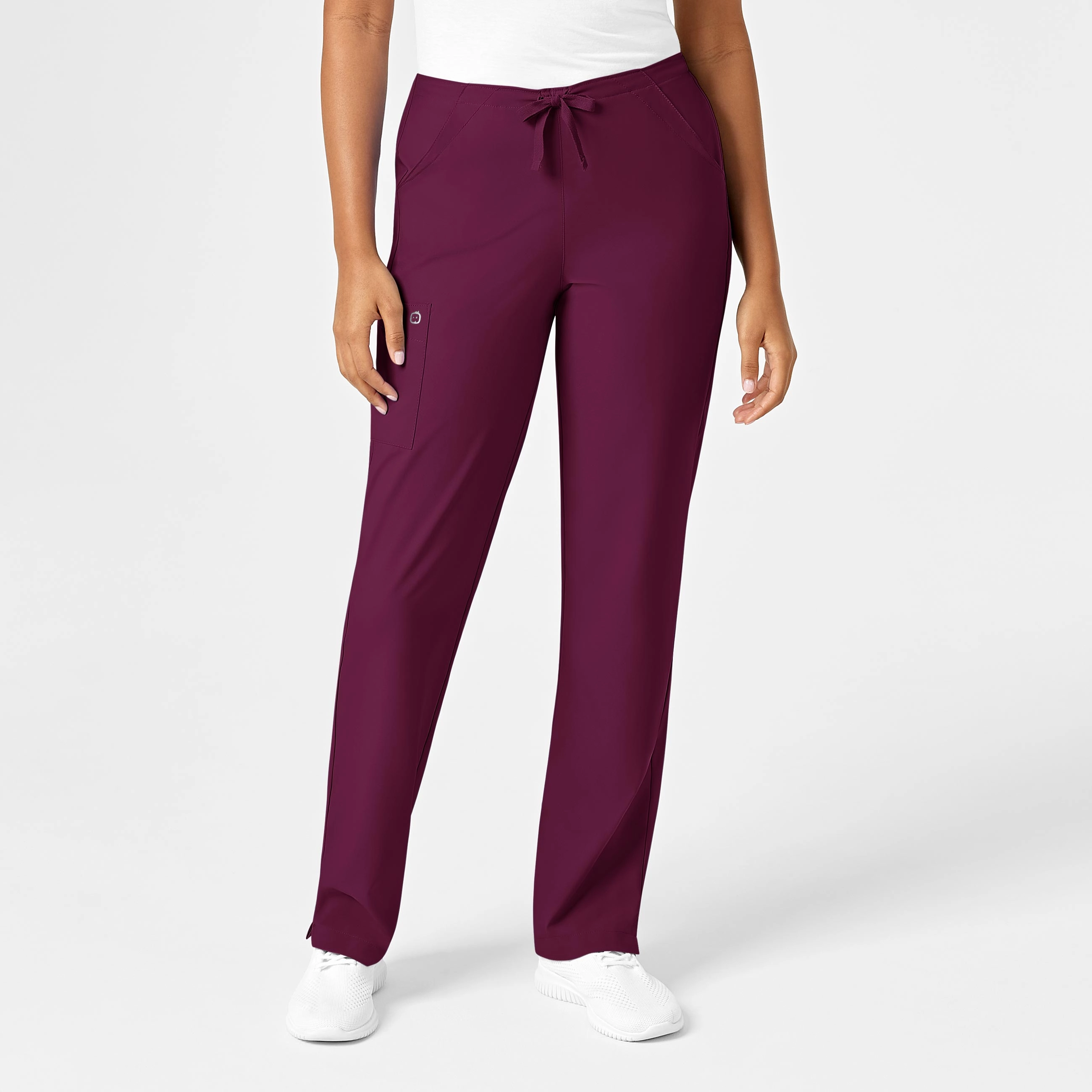 W123 Women's Drawstring Scrub Pant - Wine Cozy and Soft