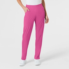 W123 Women's Flat Front Cargo Scrub Pant - Hot Pink Essential Comfort Wear ErgonomicStitching