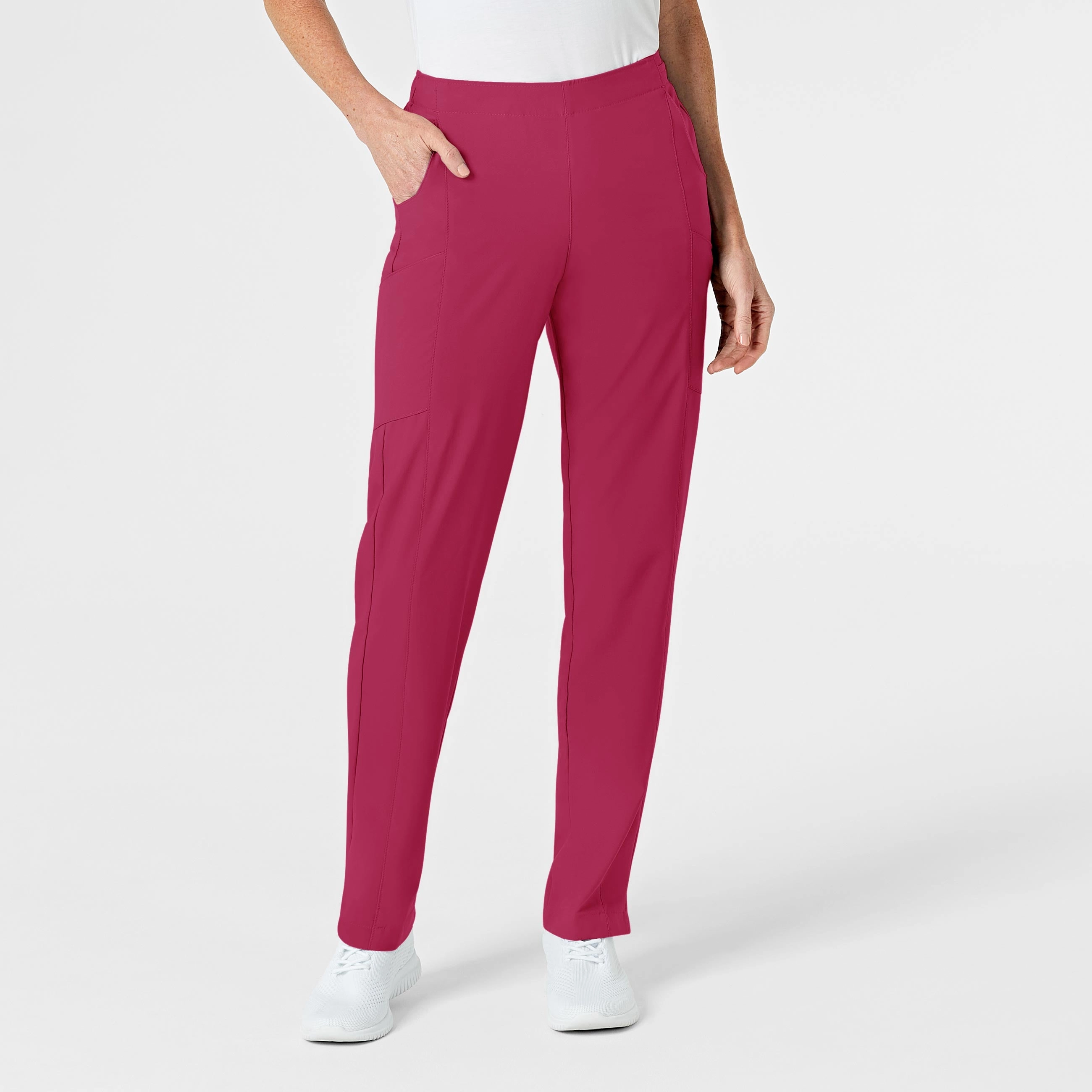 W123 Women's Flat Front Cargo Scrub Pant - Viva Magenta Weather Flex