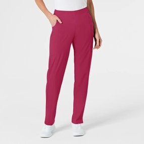 W123 Women's Flat Front Cargo Scrub Pant - Viva Magenta Elasticized Cuffs