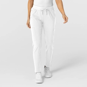 W123 Women's Flex-n-Reach Track Scrub Pant - White Versatile Look
