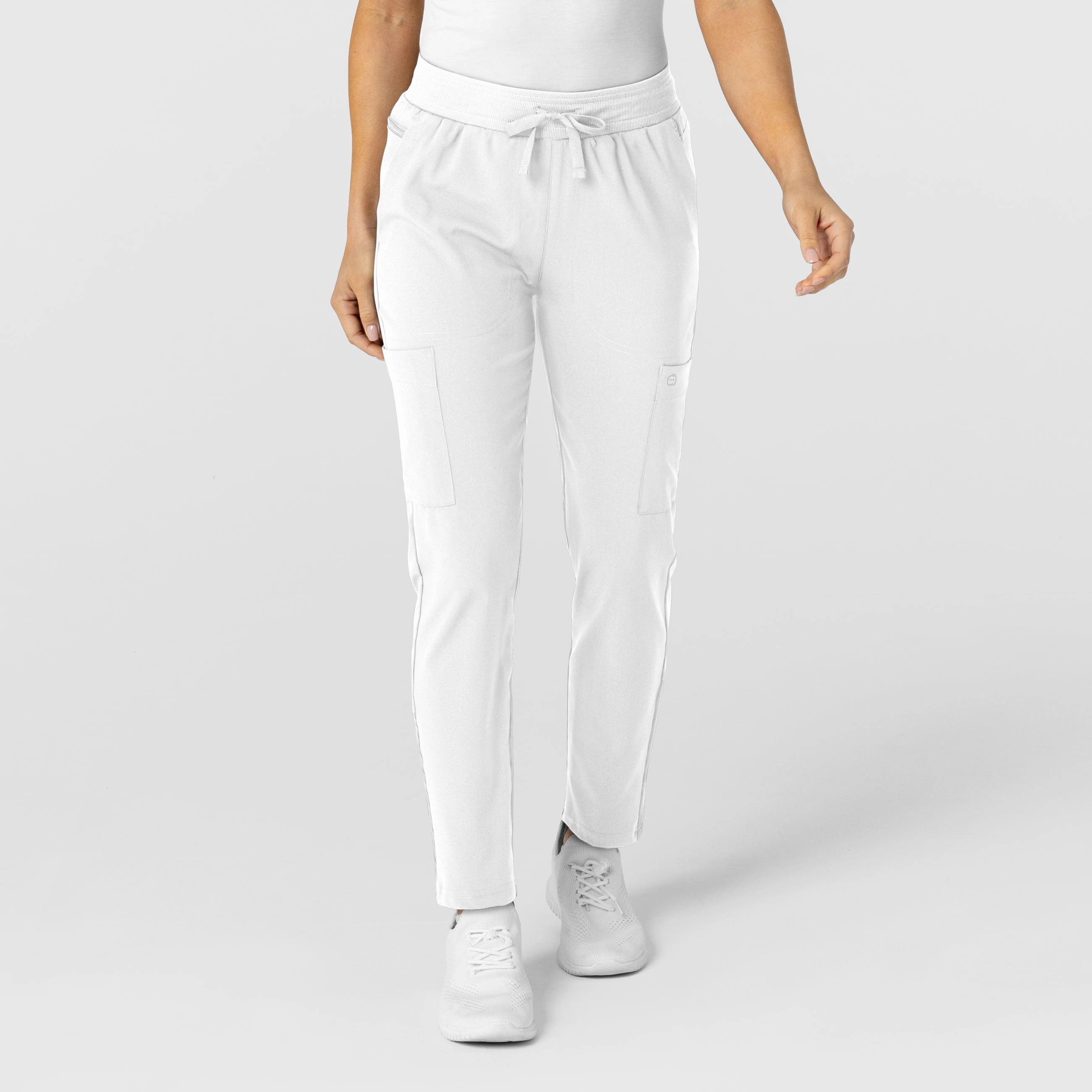 W123 Women's Flex-n-Reach Track Scrub Pant - White Quick Comfort Design Minimal Comfort