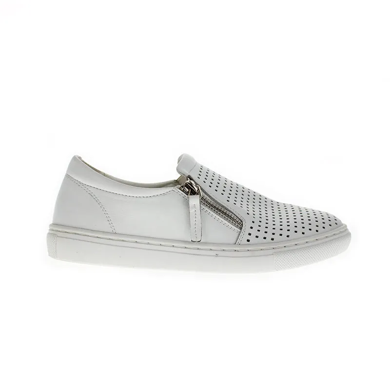 Wallace Women's Leather Slip On Flat Shoe Hope Walk Peep Toe