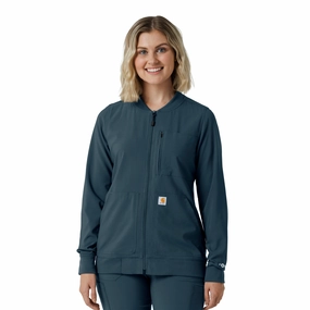 Carhartt Force Cross-Flex Women's Lightweight Scrub Jacket - Navy Lockdown Hood Toggle second - hand