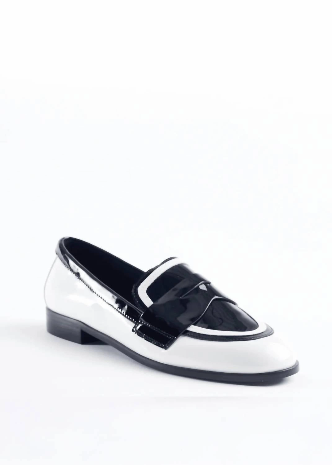 Kali Loafer In Black / White Patent School Glow Rural View