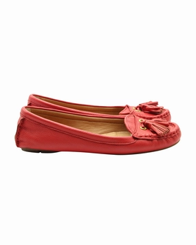 Coach Tassel Loafers in Red Leather Supportive Padding Study Walk