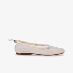 Gill Mesh White Leather Ballet Flats Cushion Fit active shoes