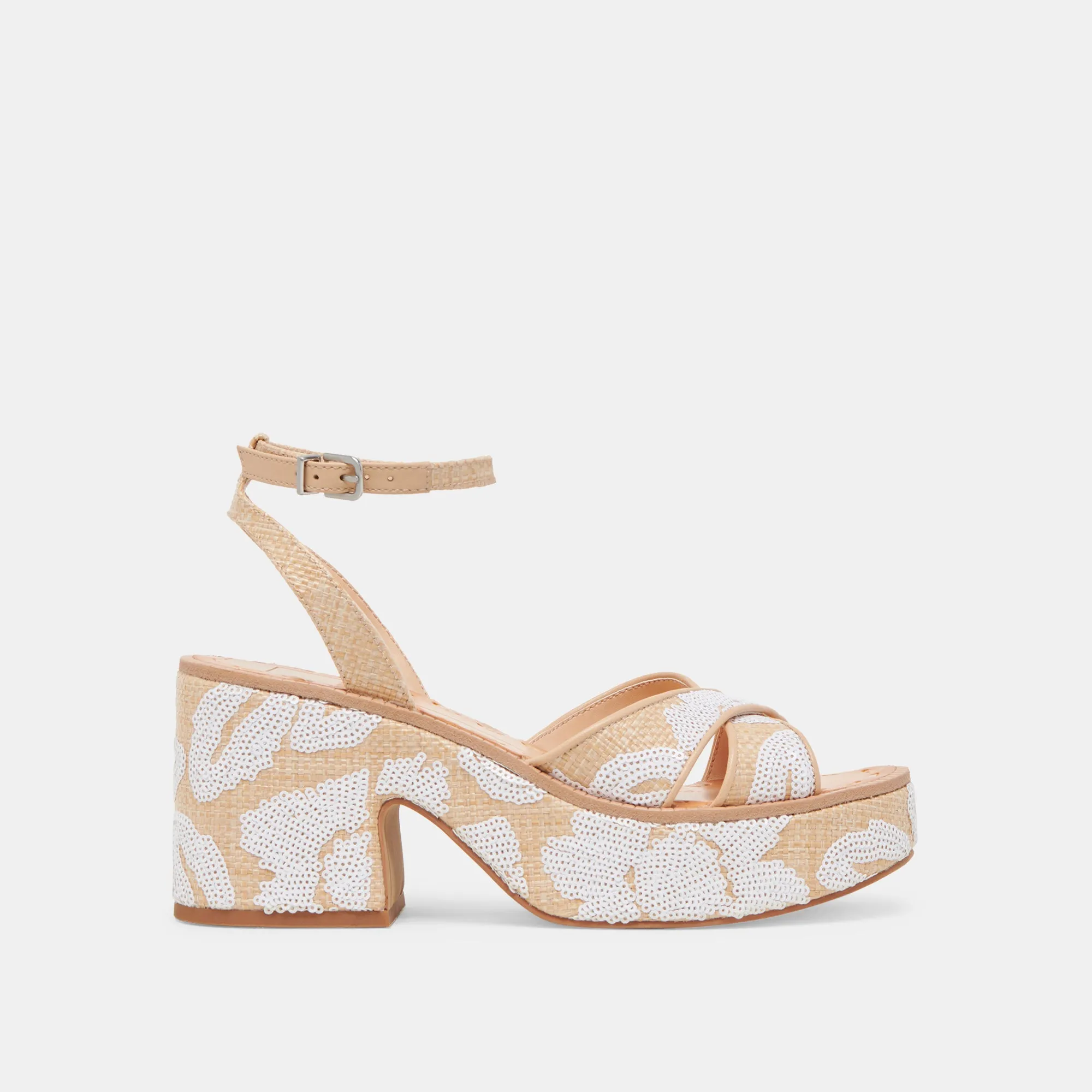 Vegan Heels ENIKO HEELS NATURAL MULTI FLORAL SEQUIN