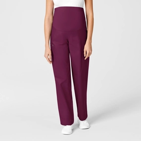 Flattering Comfort Wear WonderWORK Maternity Cargo Scrub Pant - Wine