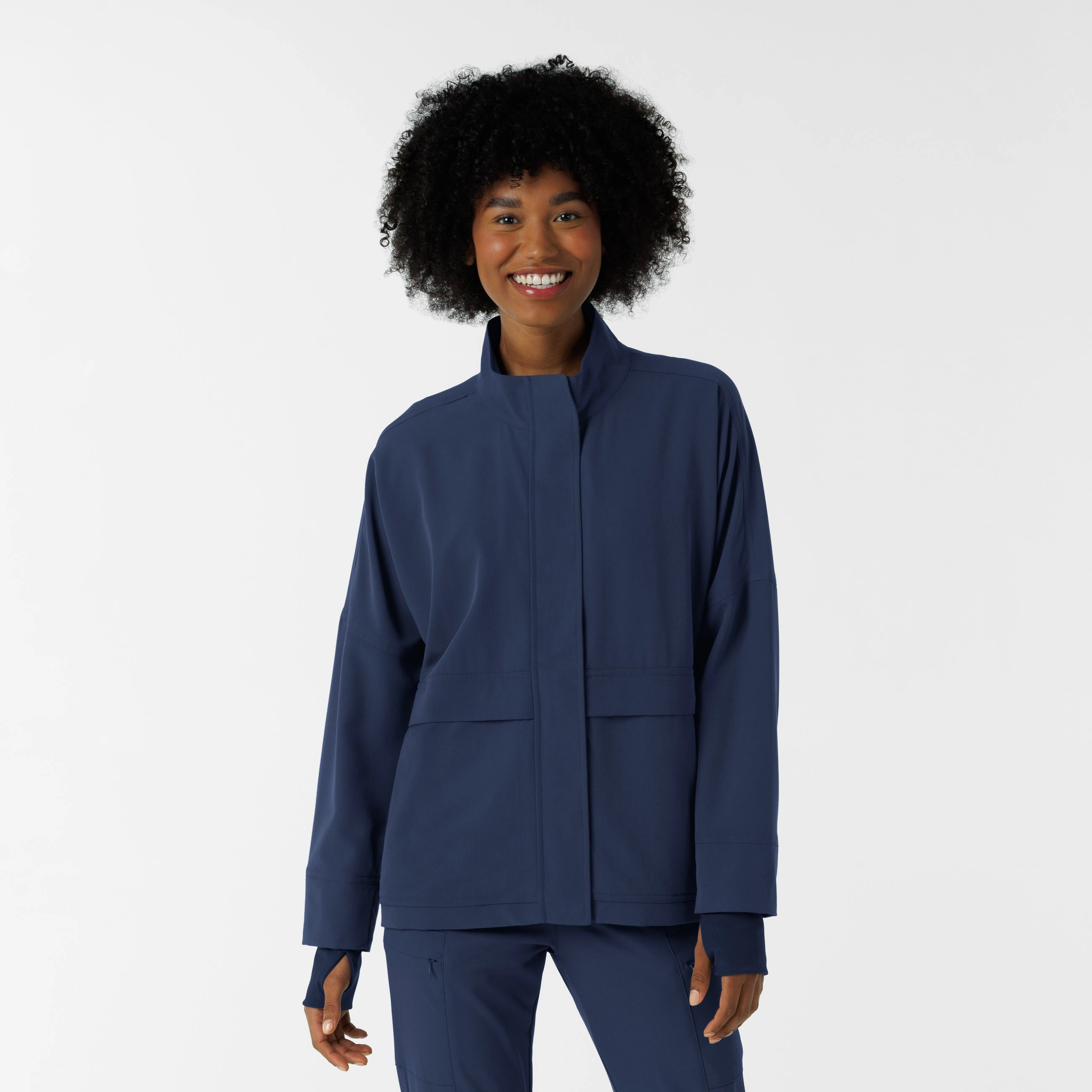 Strategy Wind Friendly Women's Germs Happen Packable Scrub Jacket - Navy