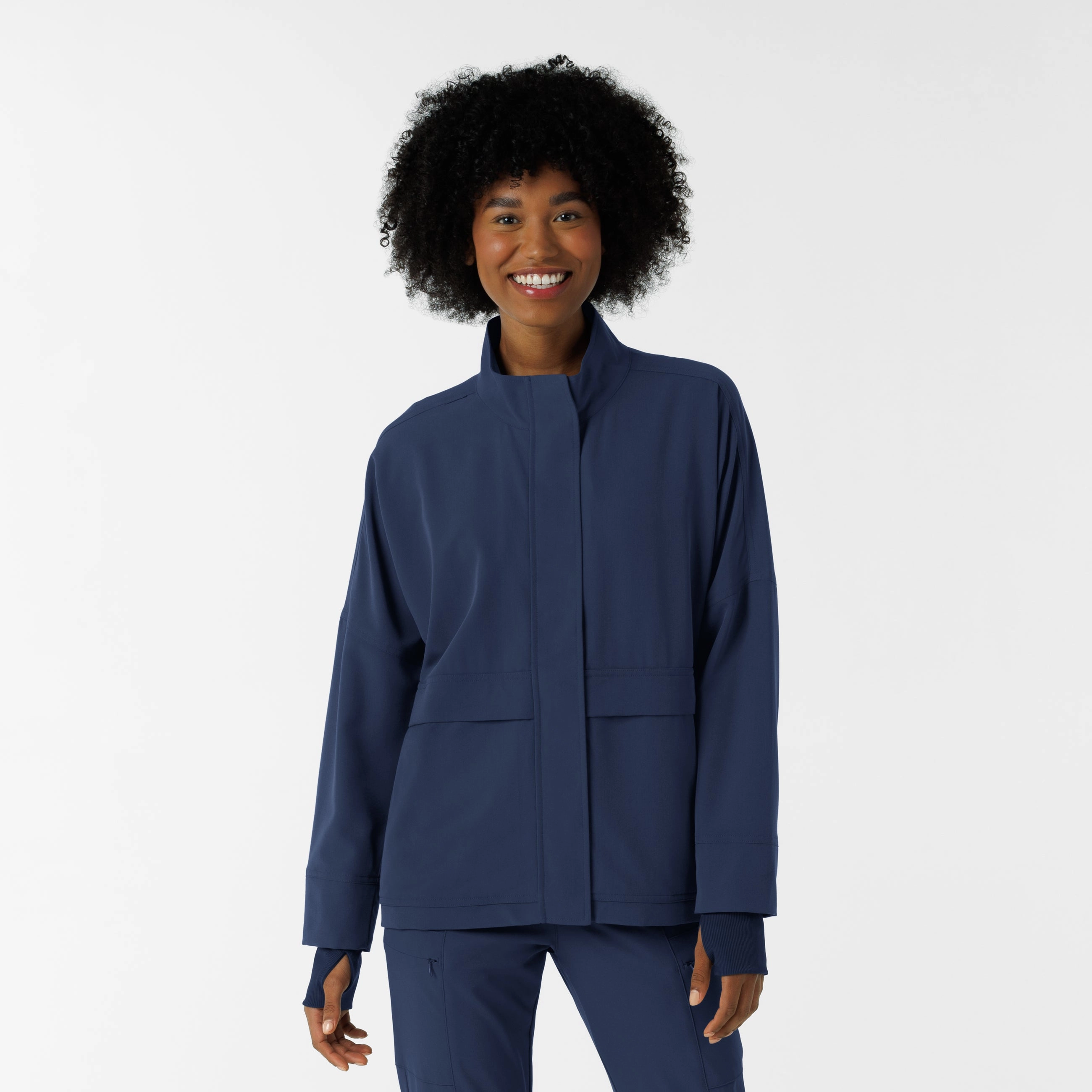 Women's Germs Happen Packable Scrub Jacket - Navy Reinforced Hem Practical Protection
