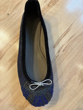 Women Bizi Ballet Shoes In Navy Zip Closure