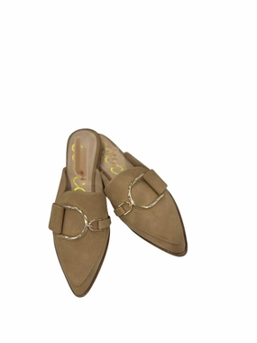 Women's Backless Flat Mules In Toffee Trendy Smooth Finish