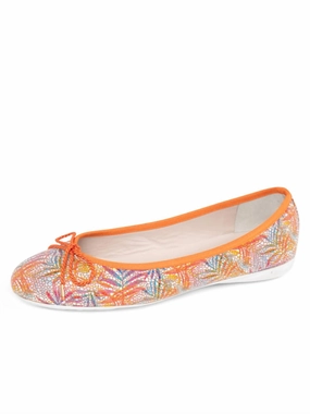 Fashionable Accessory Effortless Slip Women's Bingo Ballet Flats In Orange/multi