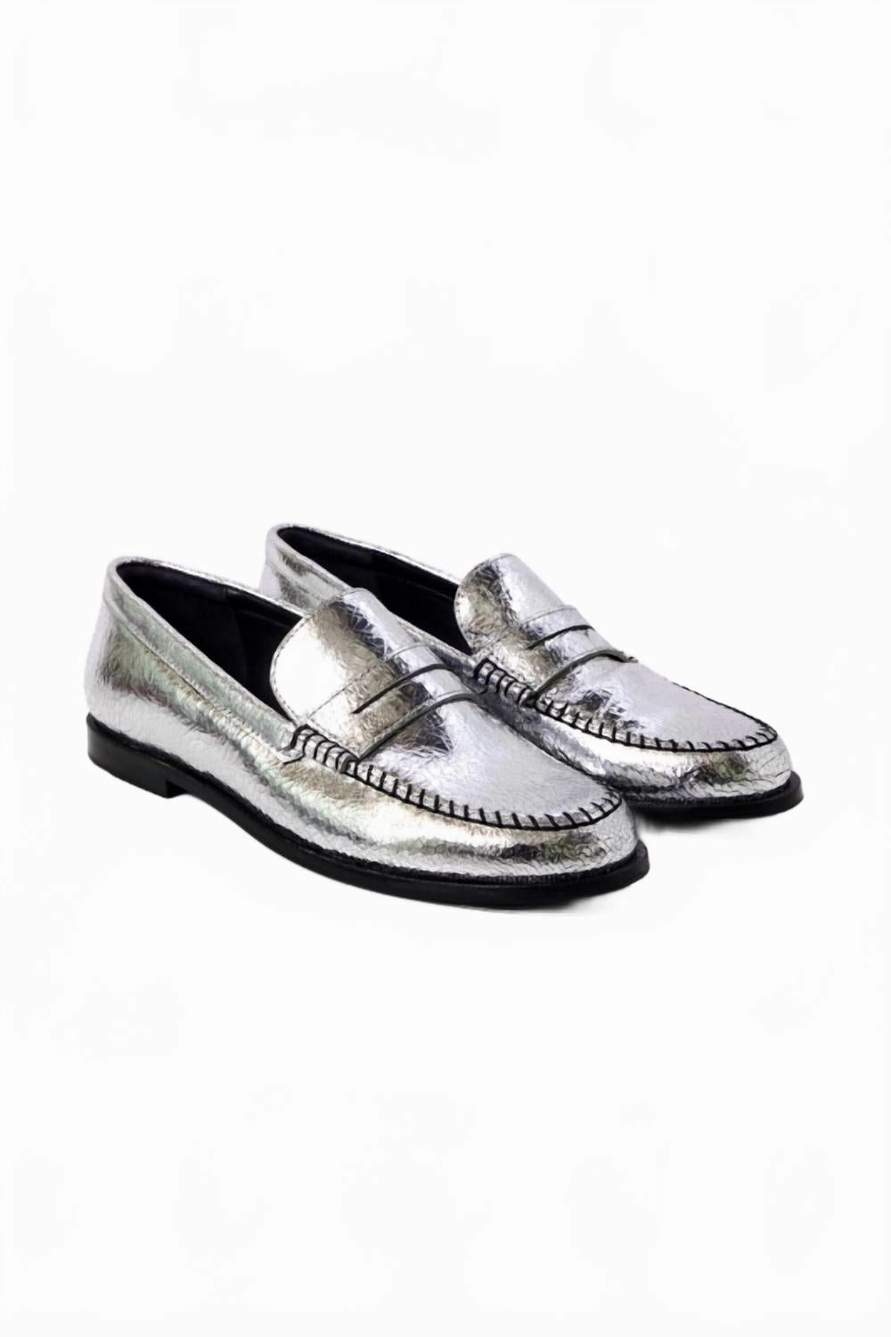 Light Fest walking shoes Women's Blanket Chain Stitch Loafer In Pale Pewter
