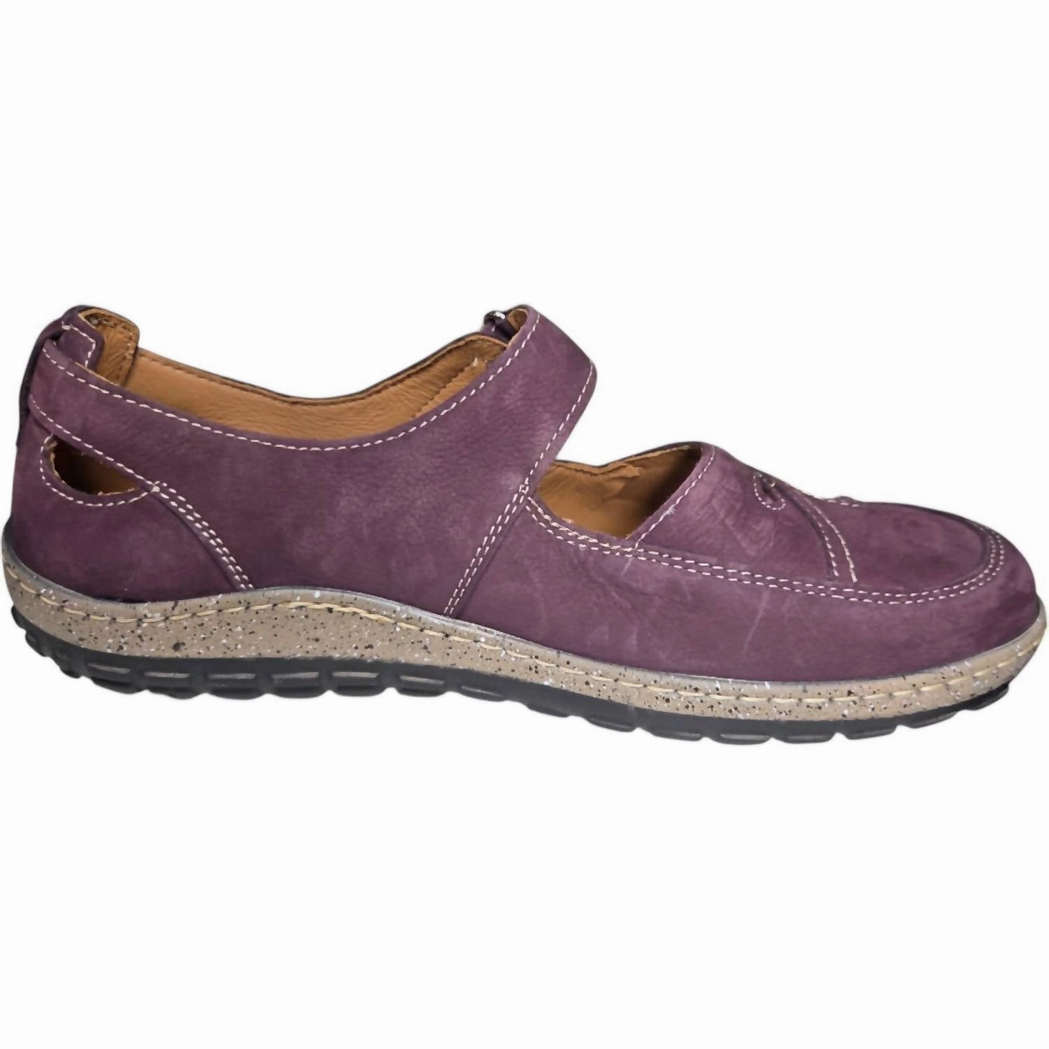 Women's Diora Genuine Leather Closed-Toe Summer Flats In Plum Good Grip
