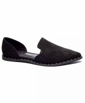 Women's Emy Pointed Toe D'orsay Flats In Black Fine Suede Supportive Design Team Play