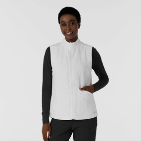 Women's Everything Everywhere Scrub Vest - White State Double Stitched Seams