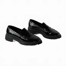 color block buckle Women's Karina Loafer In Black Patent