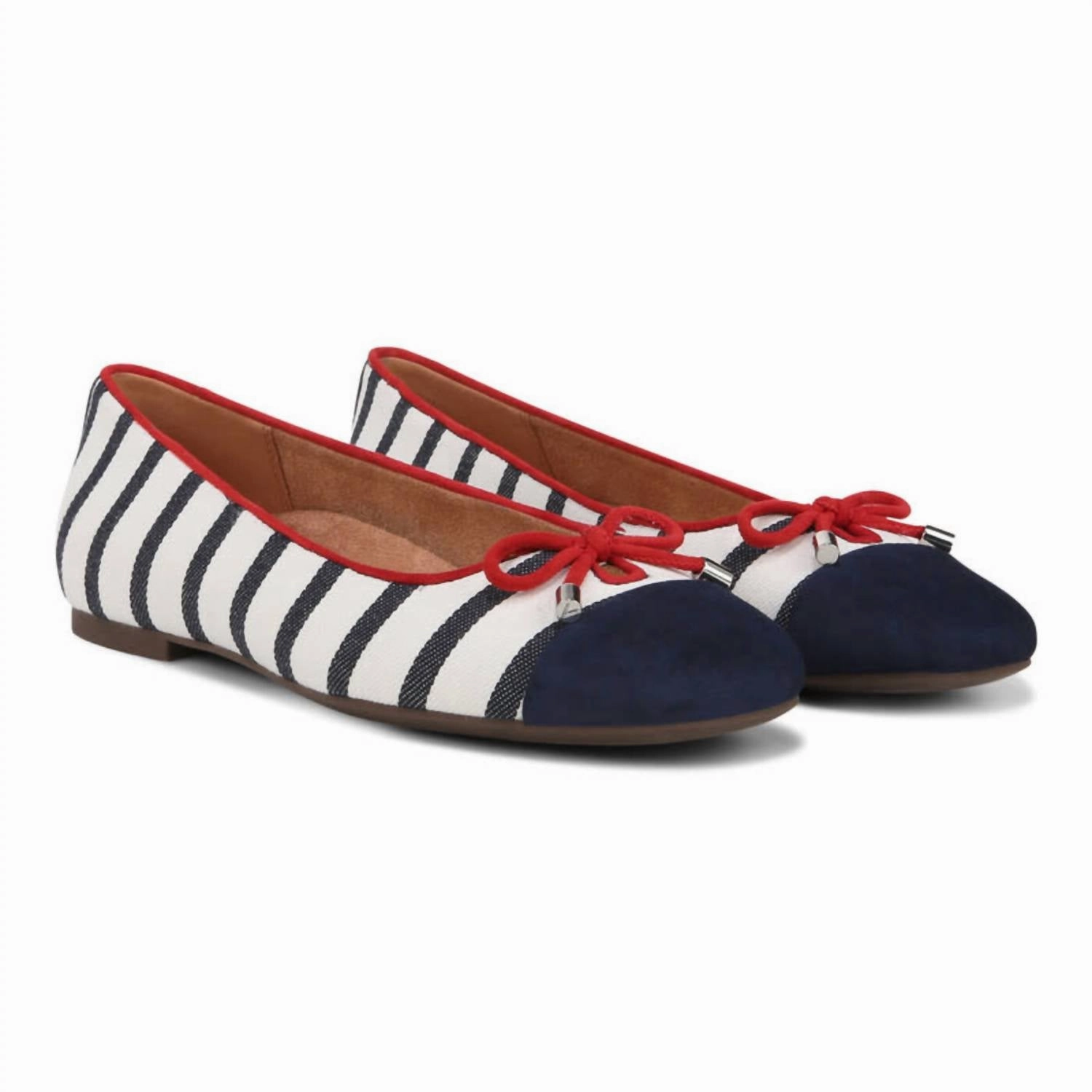 Kind Day Women's Klara Ballet Flat Shoes In Navy/white Stripe