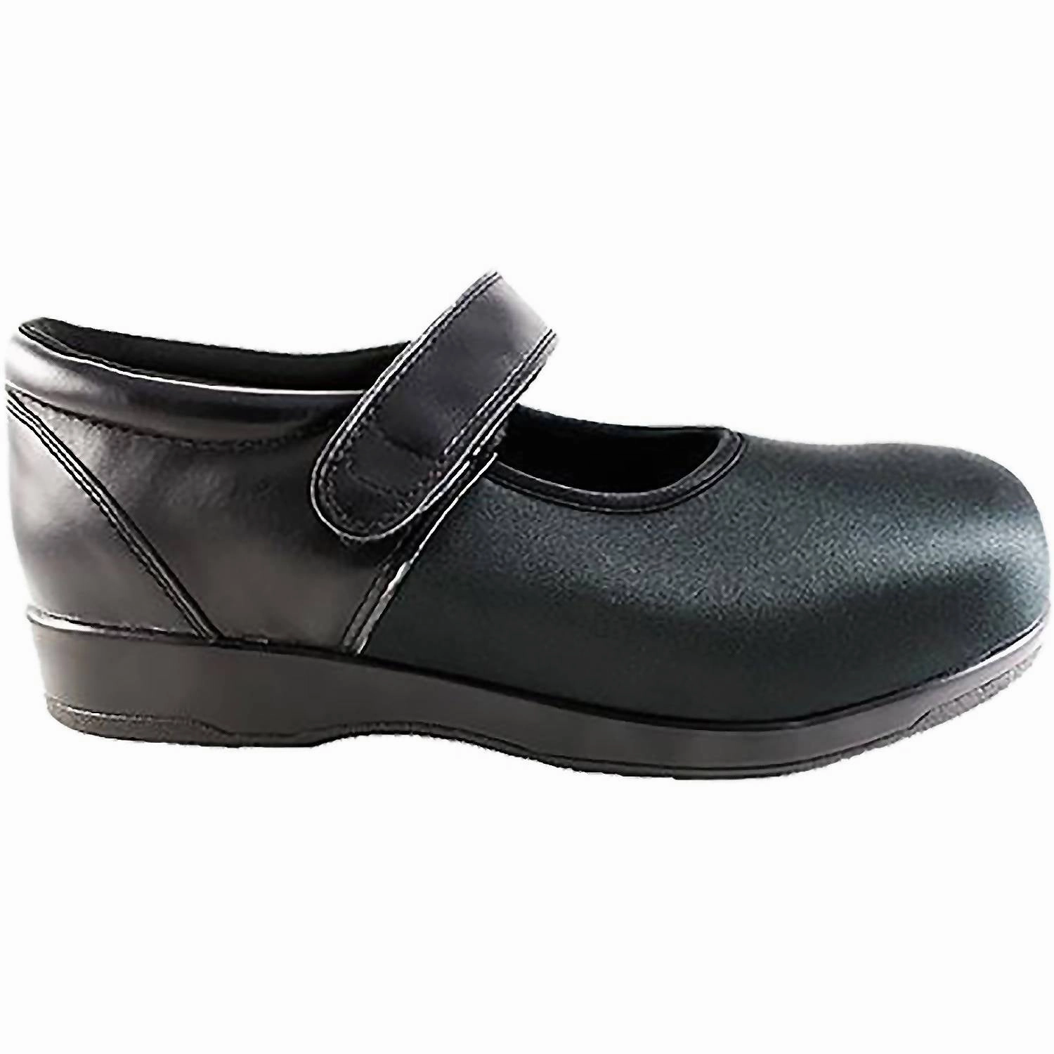 Women's Mary-Jane Stretch Diabetic Orthopedic Shoes In Black Leather/stretch Play Walk Cozy Walk
