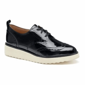 Women's Mitzi Scalloped Wingtip Shoes In Black Patent Leather Pack Easy Breathable All-Day Shoes