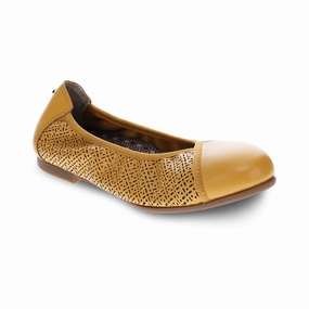 Travel Friendly Footwear Tree Glow Women's Nairobi Ballet Shoes In Mustard French Lazer