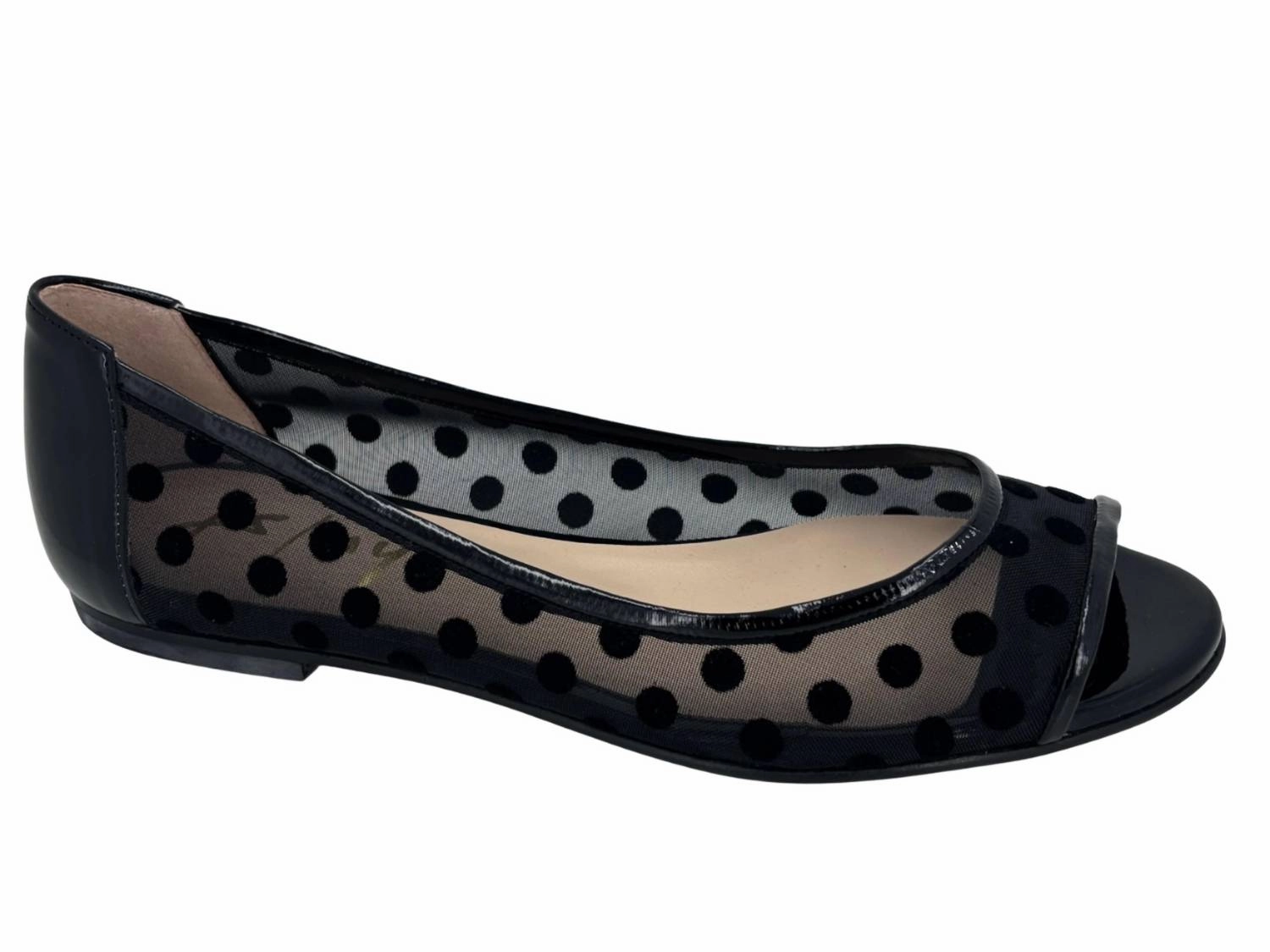 Practical Slip-Ons Fast Wear Women's Noir Peep-Toe Ballet Flat In Black