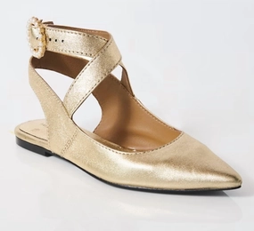 Day Light Women's Parisa Pointed Flats In Champagne Metallic
