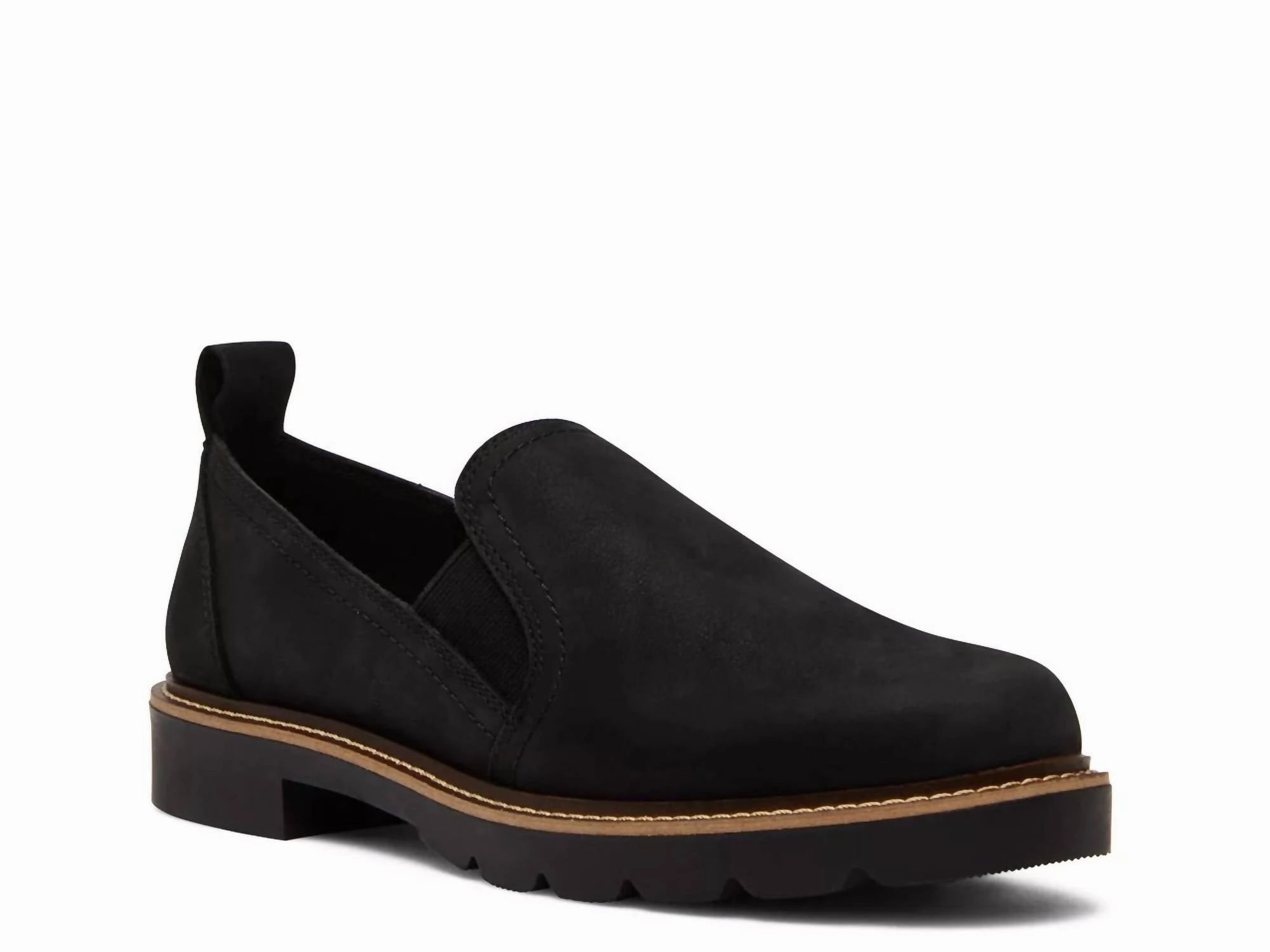 Abrasion resistant Women's Phoebe Waterproof Slip On Shoes In Black Nubuck