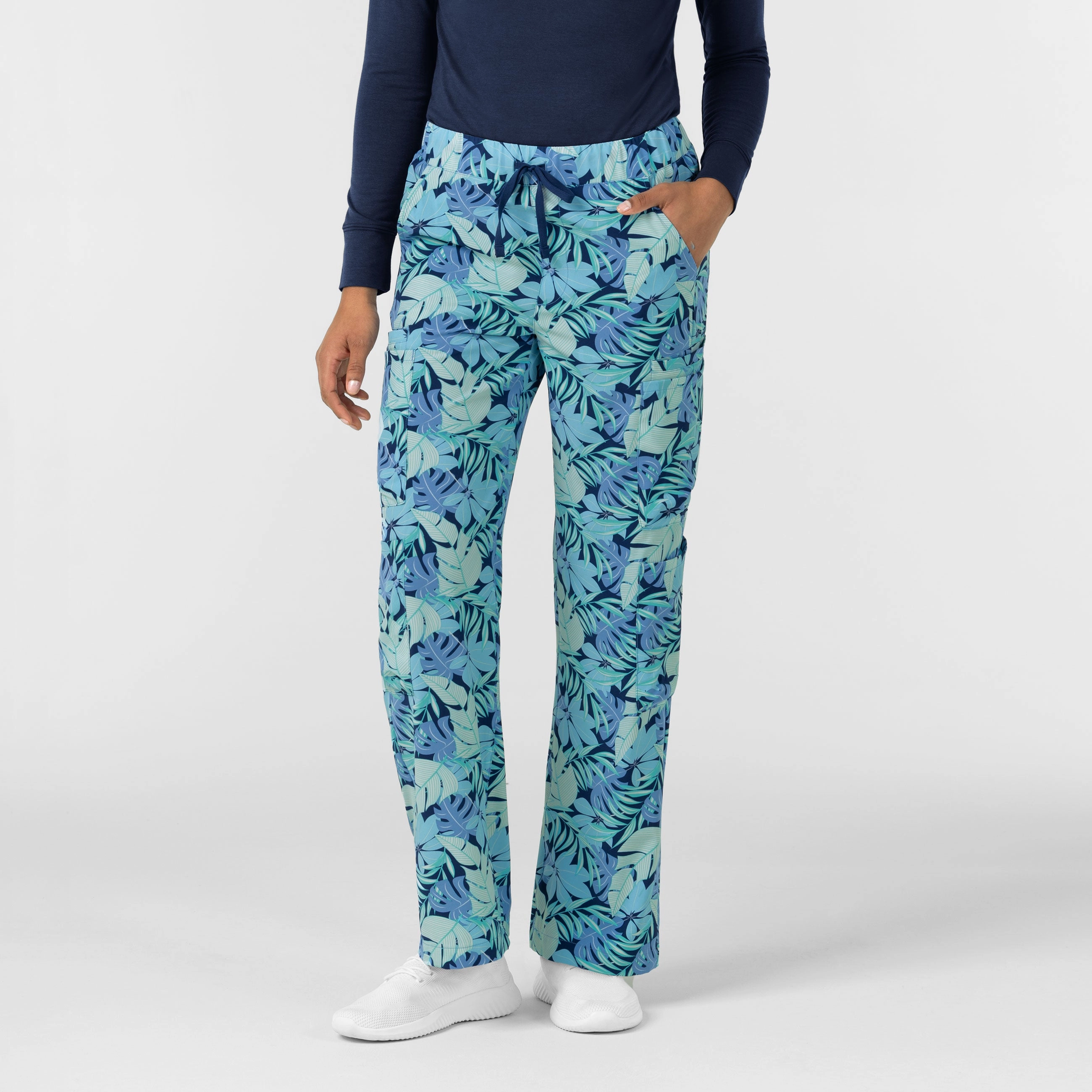 Fast Move Women's Printed Double Cargo Scrub Pant - Breezy Palms